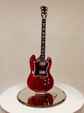 Red Electric Guitar Figurine Glass Guitar Decor Gift for Music Lover Guitarist R